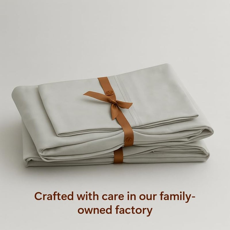 Peru Pima 285 Thread Count Percal Full Sheet Set - 100% Peruvian Pima Cotton, 4 Piece (Flat, Fitted, 2 Pillowcases) - Cooling, Crisp, Deep Pocket, Hotel Quality Bedding - Slate - Image 4